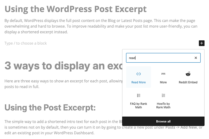 WordPress Site Editor - Adding the Read More block