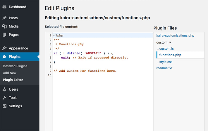 Free custom CSS, PHP & Javascript plugin for WordPress - Kaira Customizations