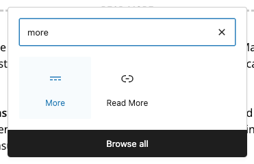 WordPress Site Editor - Adding the 'More' block