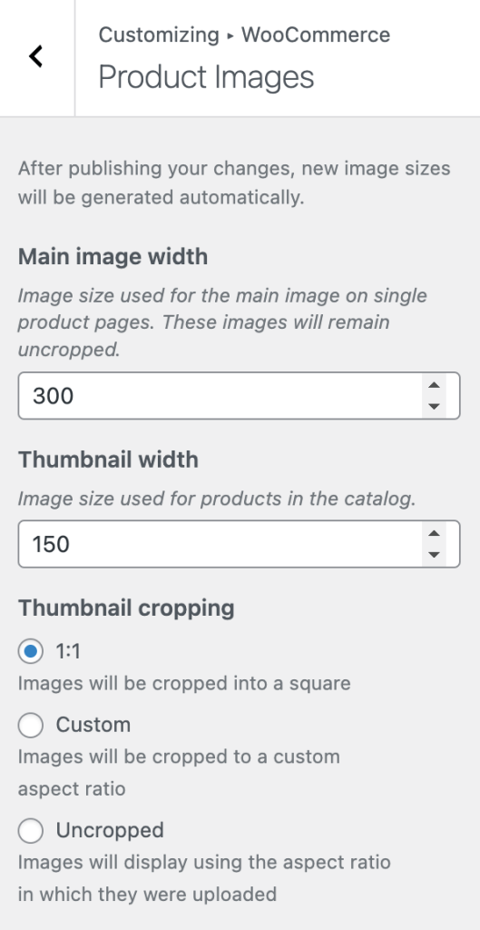 WooCommerce Product Image sizes - Kaira