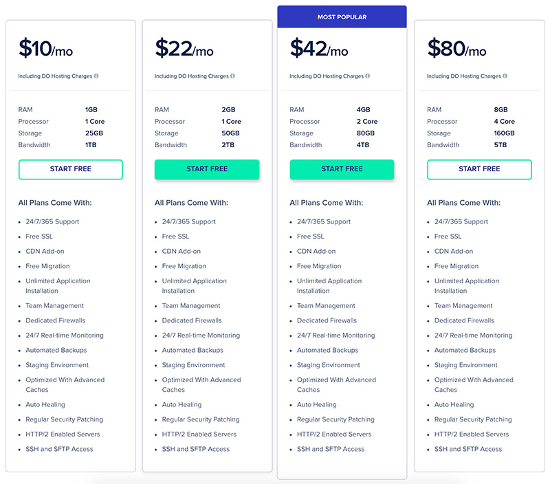 The Cloudways catalogue of WordPress hosting options.