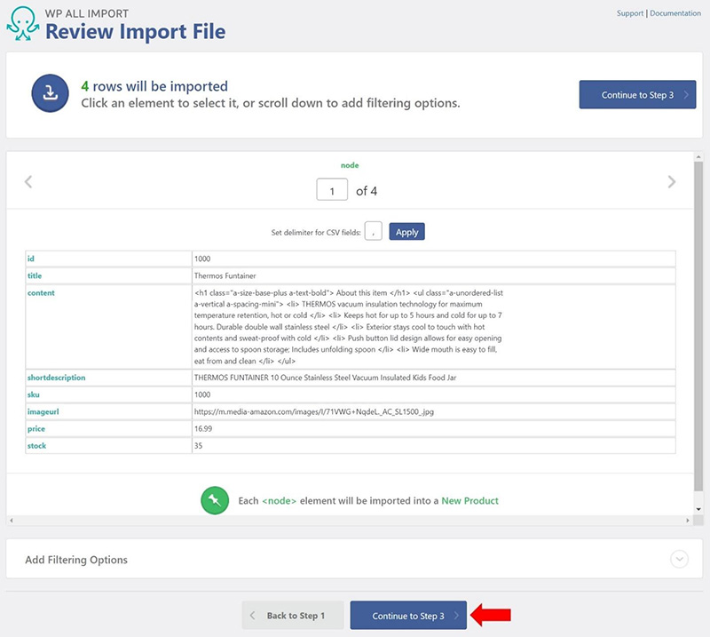WP All Import - Review Import File
