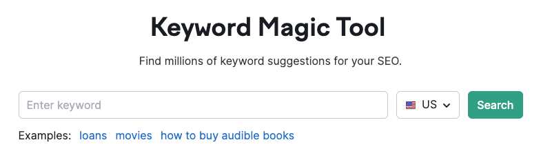 Semrush Keyword Magic Tool - Encontre milhões de sugestões de palavras-chave
