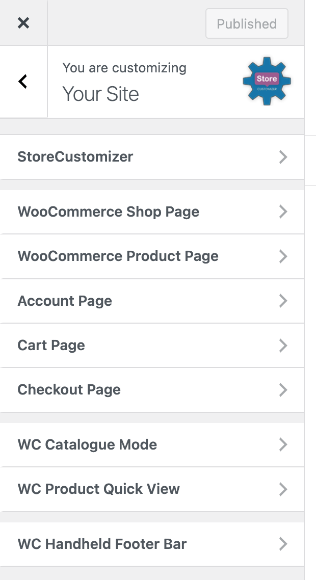 StoreCustomizer Panel Settings in the WordPress Customizer