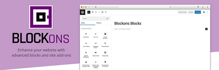 Blockons - WordPress editor blocks and site addons