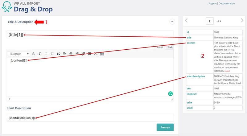 WP All Import - Match the Incoming Columns to the WooCommerce Product Fields