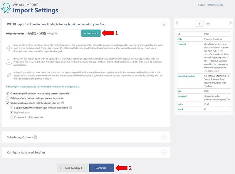 WP All Import - Import Settings