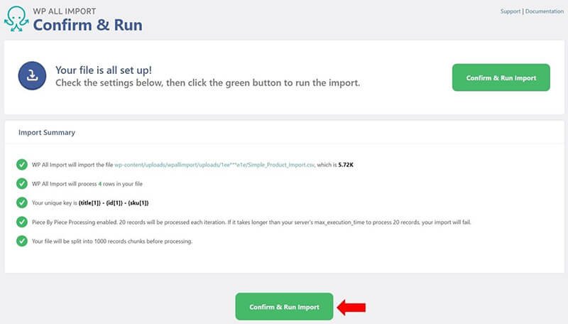 WP All Import - Confirm and Run import
