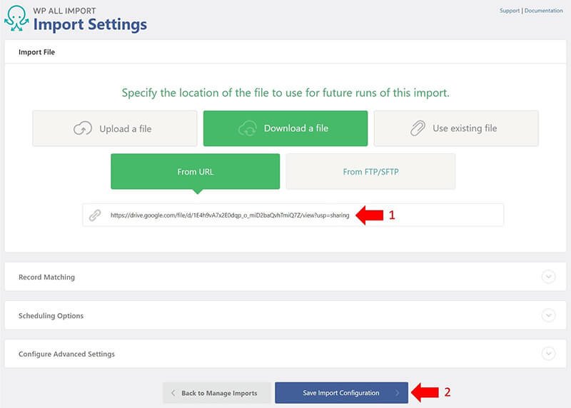 WP All Import - Save Import Configuration