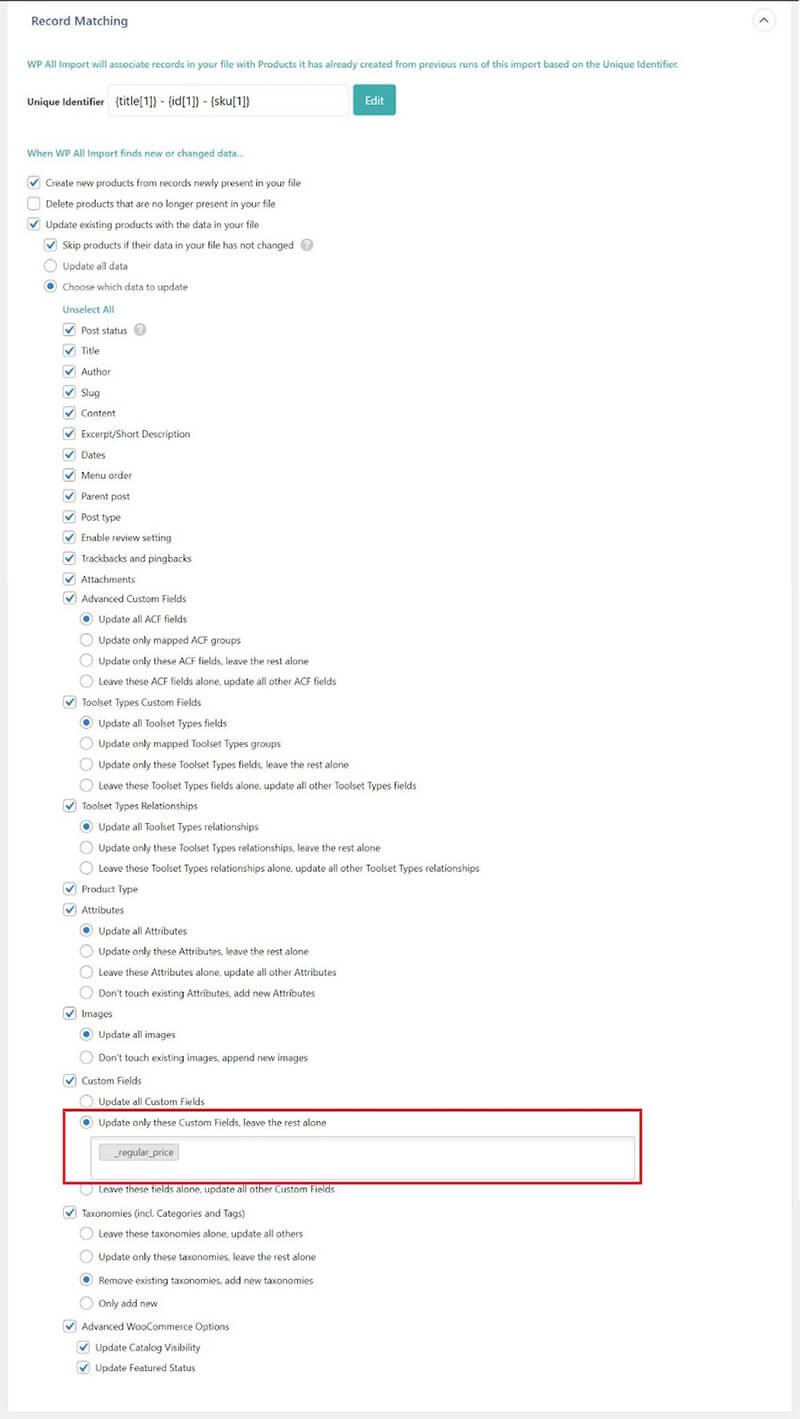 WP All Import - Record Matching