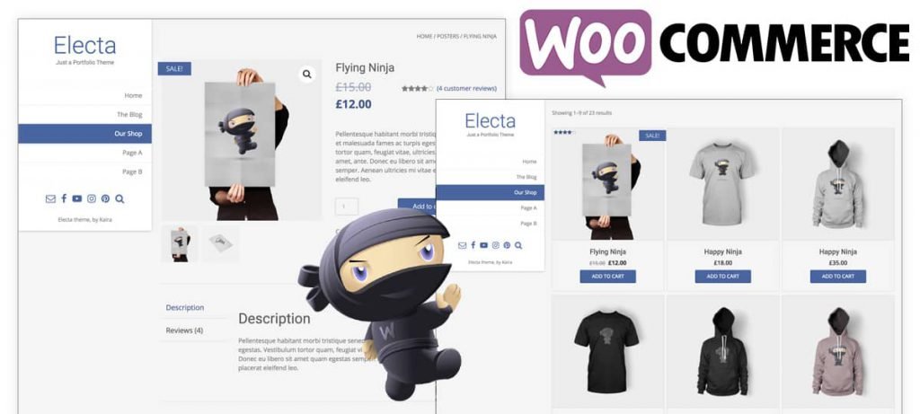 The Electa WordPress theme integrates perfectly with WooCommerce