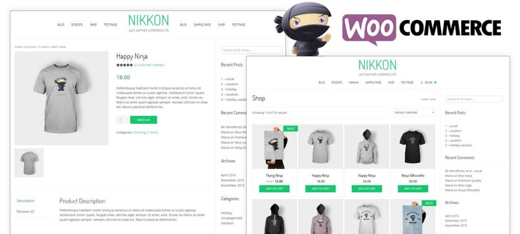 The Nikkon theme integrates seamlessly with WooCommerce to build a beautiful WooCommerce online store