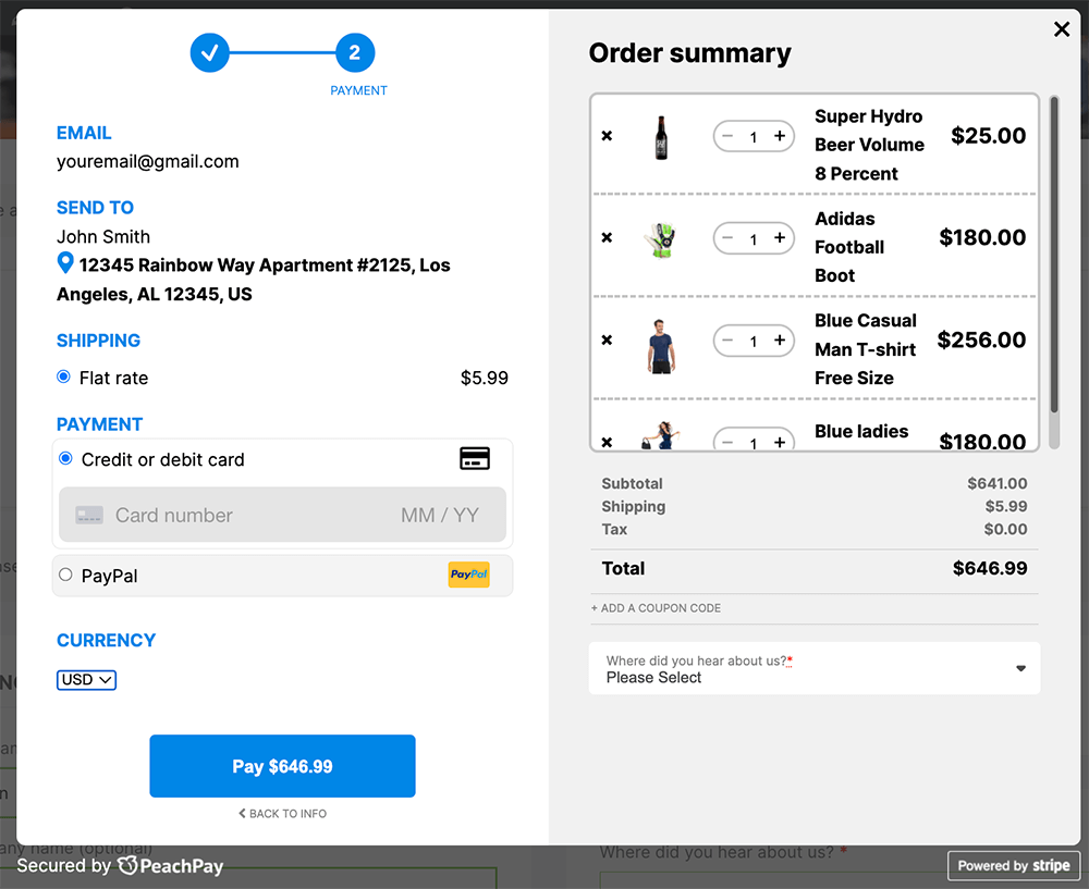 PeachPray for WooCommerce - Order Summary